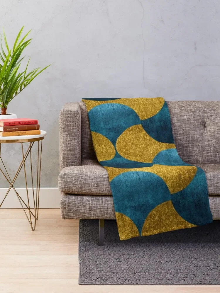 Dubai Nights Gold and Teal Pattern Throw Blanket Winter beds funny gift Blankets