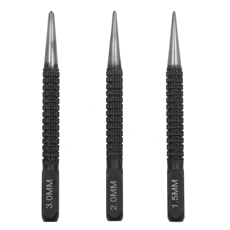 3Pcs Black Cylindrical Center Punch Positioning Pin Drilling Fixer Tool Metal Wood Marking Punch Accessories