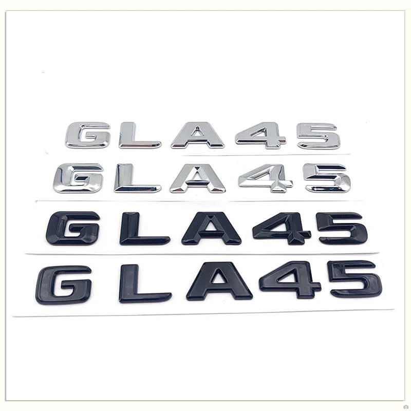 3D Chrome Glossy Black ABS GLA 45 Logo Letters Car Trunk Emblem Badge Stickers Sticker For GLA45 H547 Accessories