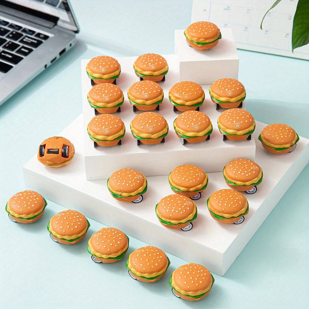 Mini coche eléctrico de hamburguesa para niños, recuerdos de fiesta, suministros para festivales, decoración de fiesta de cumpleaños, juguetes de comida creativos, 10/30/50 Uds.