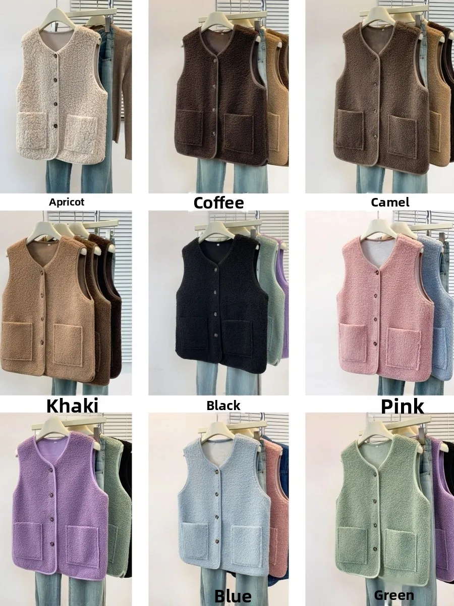 

Новая осенне-зимняя женская жилетка из овечьей шерсти, кардиган большого размера для многослойного ношения, высококачественная модная новинка
