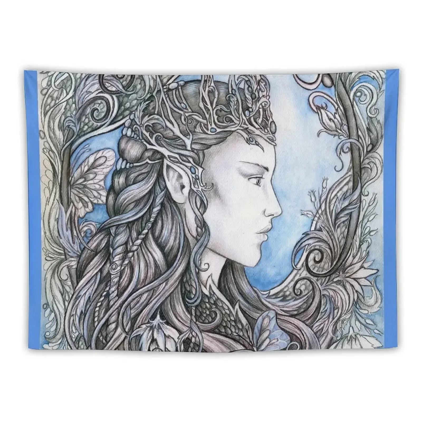 

Elven Queen - blue Tapestry Bedroom Decoration On The Wall Cute Room Things Tapestry