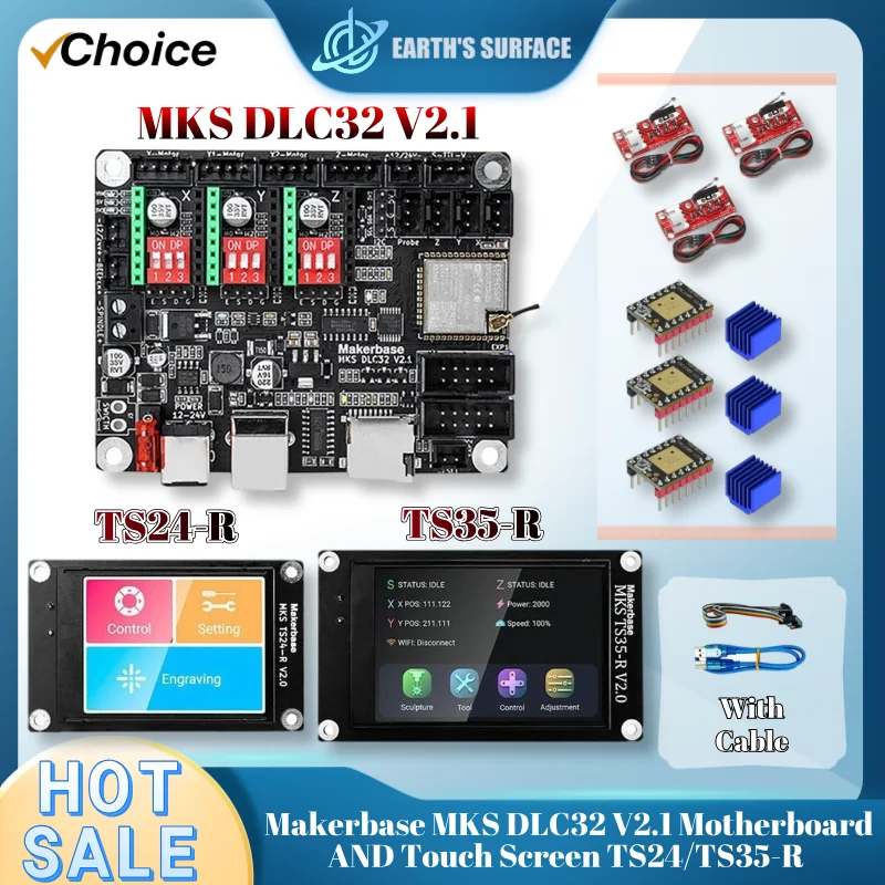 Makerbase MKS DLC32 V2.1 32-битный автономный контроллер материнской платы WIFI TFT сенсорный экран TS24/TS35-R для лазерного гравировального станка