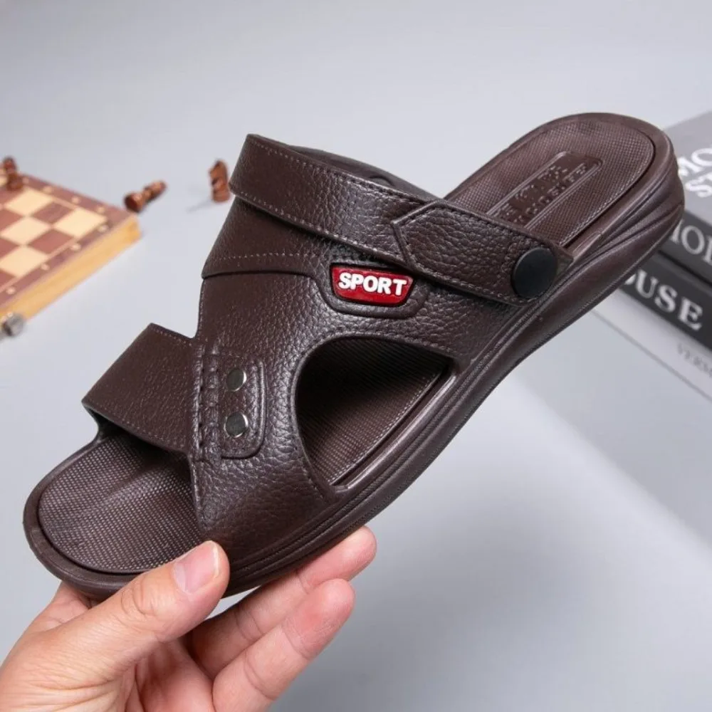 ソフト厚底カジュアルスリッパアンチスリップ抗臭スライドサンダル男性靴ビーチウェア足首バックルスリッパホーム