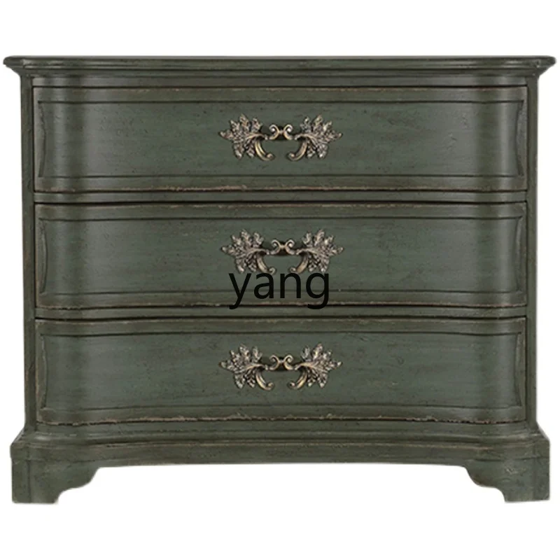 

LH retro bedside table solid wood master bedroom high-end storage small cabinet simple storage