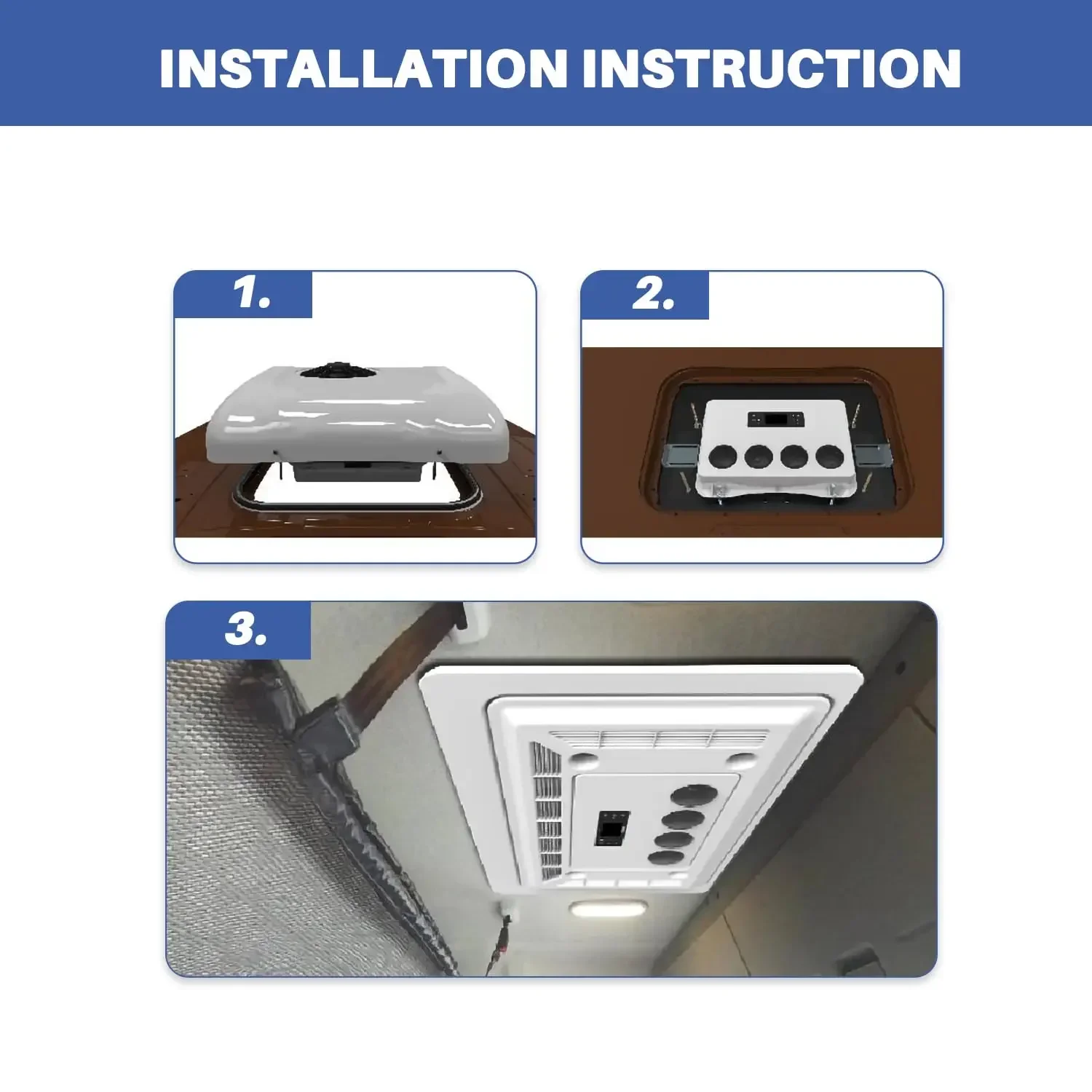 Treeligo 24V Heat&Cool Electric RV Roof Parking Air Conditioner 24V RV Rooftop ac unit for Truck Camper Van Caravans Motor home