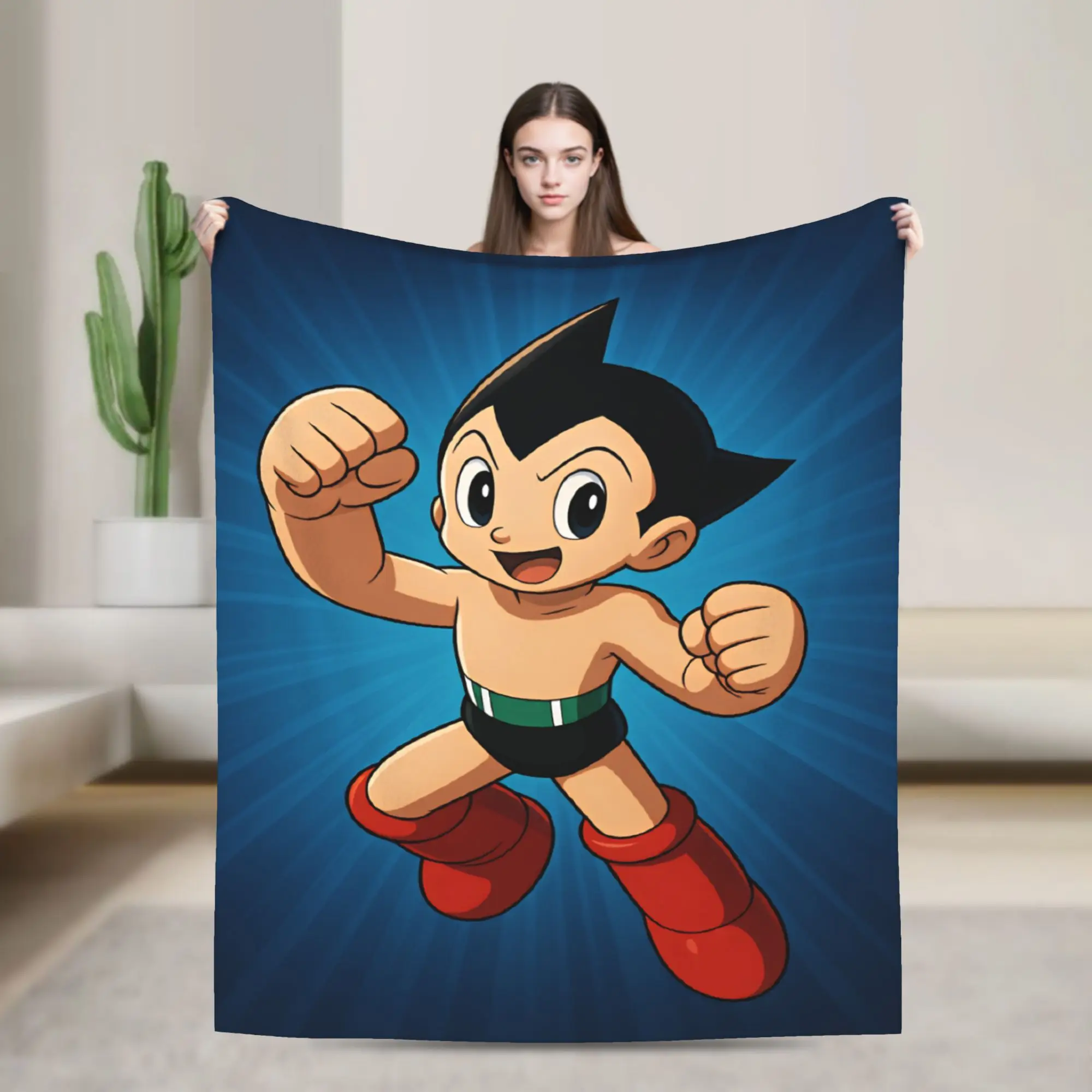 Astro Cartoon Boy Blankets  Airplane Travel Flannel Throw Blanket For Couch Chair Sofa Bed Warm Soft Design Quality Bedspread