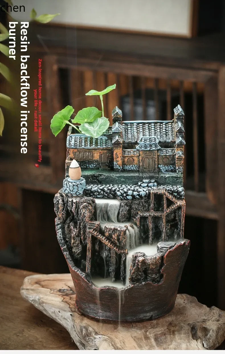 جبال الألب تدفق المياه ارتجاعي البخور الموقد السيراميك الدخان عرض ديكور المنزل الإبداعية حامل البخور الراتنج الحرفية