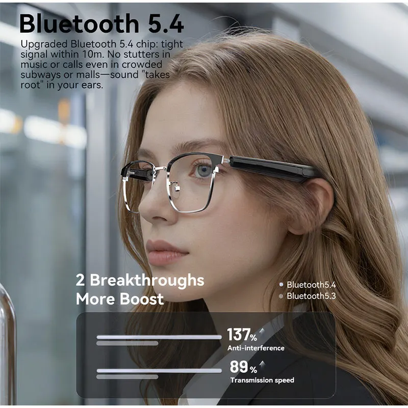 AI AI Smart Glasses Photochromic Touch Voice Control Bluetooth Call Real-Time Translation UV400 Half Frame Metal Reading Eyewear ﻿ - Aliexpress Deal