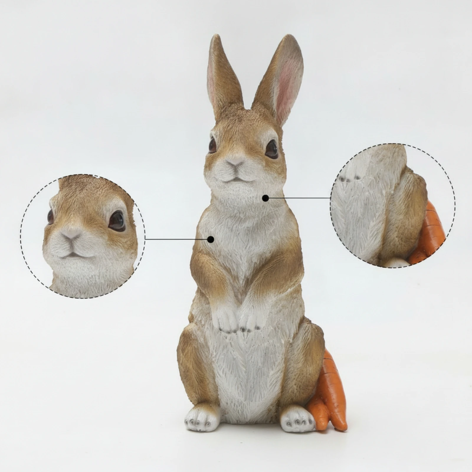 Rabbit Figurine with Carrot Easter-Themed Bunny Figurine with Carrot Tabletop Decor Seasonal Statue Hand-Painted
