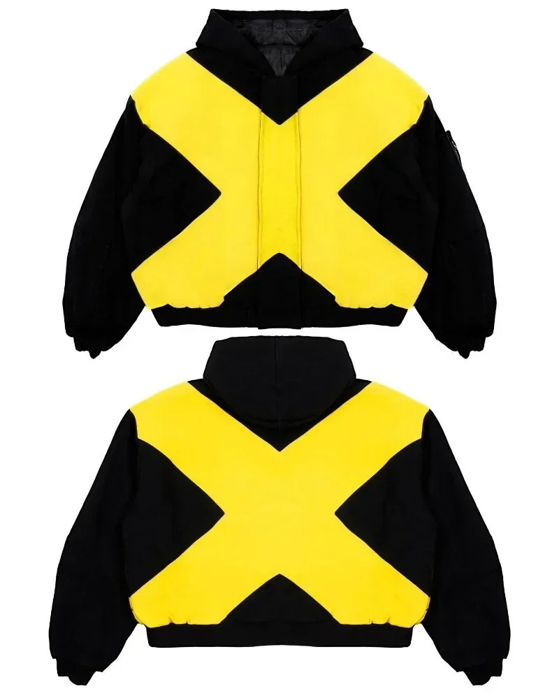 Yellow Patch Y2k Bomber Jacket Contrast Color Hip Hop Oversized Zipper Hoodie Hip Hop Retro Casual Harajuku Couples Sweatshirt - view 6