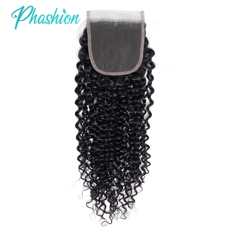 Phashion Kinky Curly Wave 13x 4 frontale in pizzo HD trasparente svizzero 4x4 chiusura Pre pizzicata brasiliana 100% capelli umani Remy in vendita