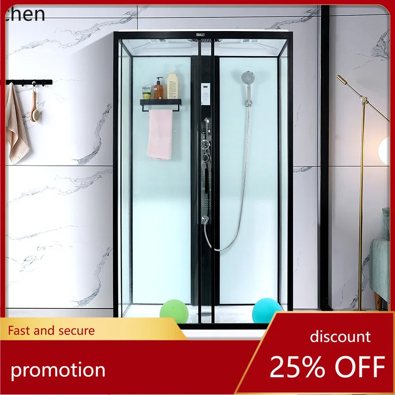 HT一体型シャワールーム 長方形一体型バスルーム ガラス製移動式ドア トイレ仕切り 家庭用