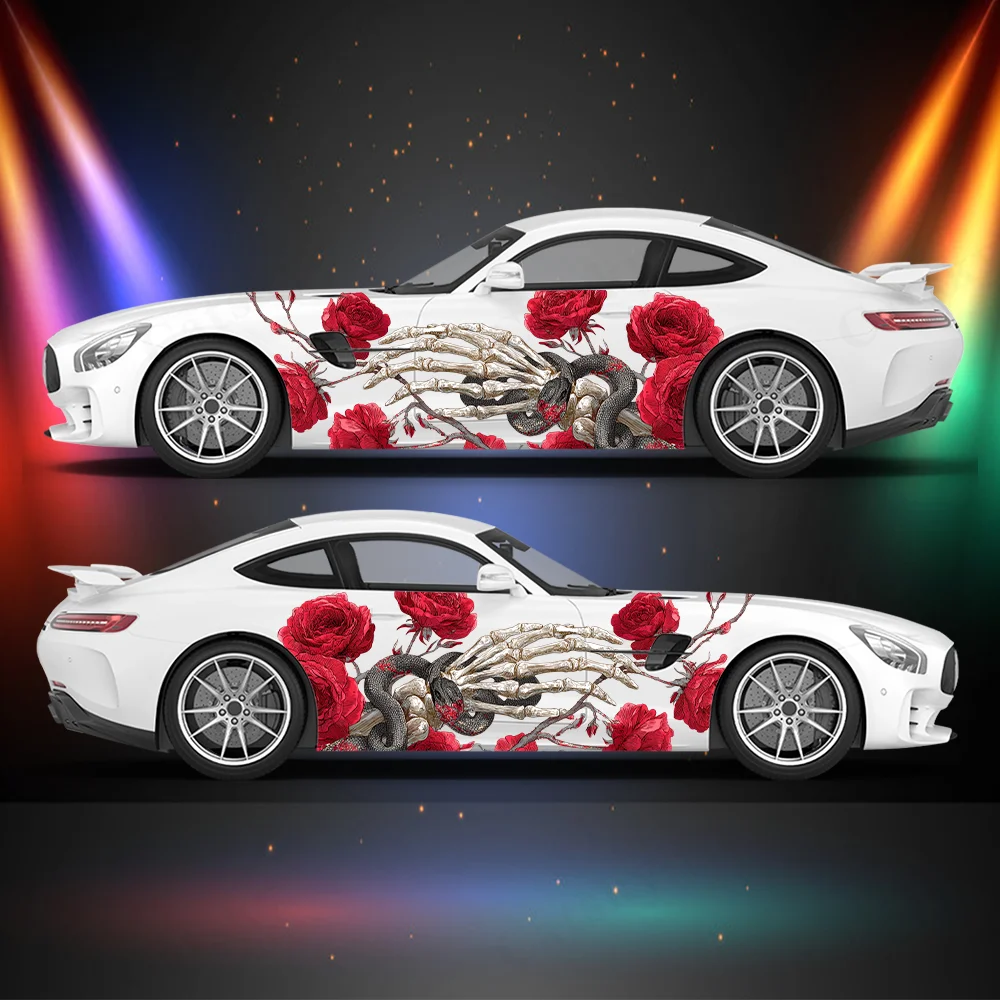 

Скелет Hand Grow Rose Автомобильная виниловая наклейка Самоклеящаяся ПВХ наклейка против царапин Подходит для грузовика SUV Декор Автоаксессуары