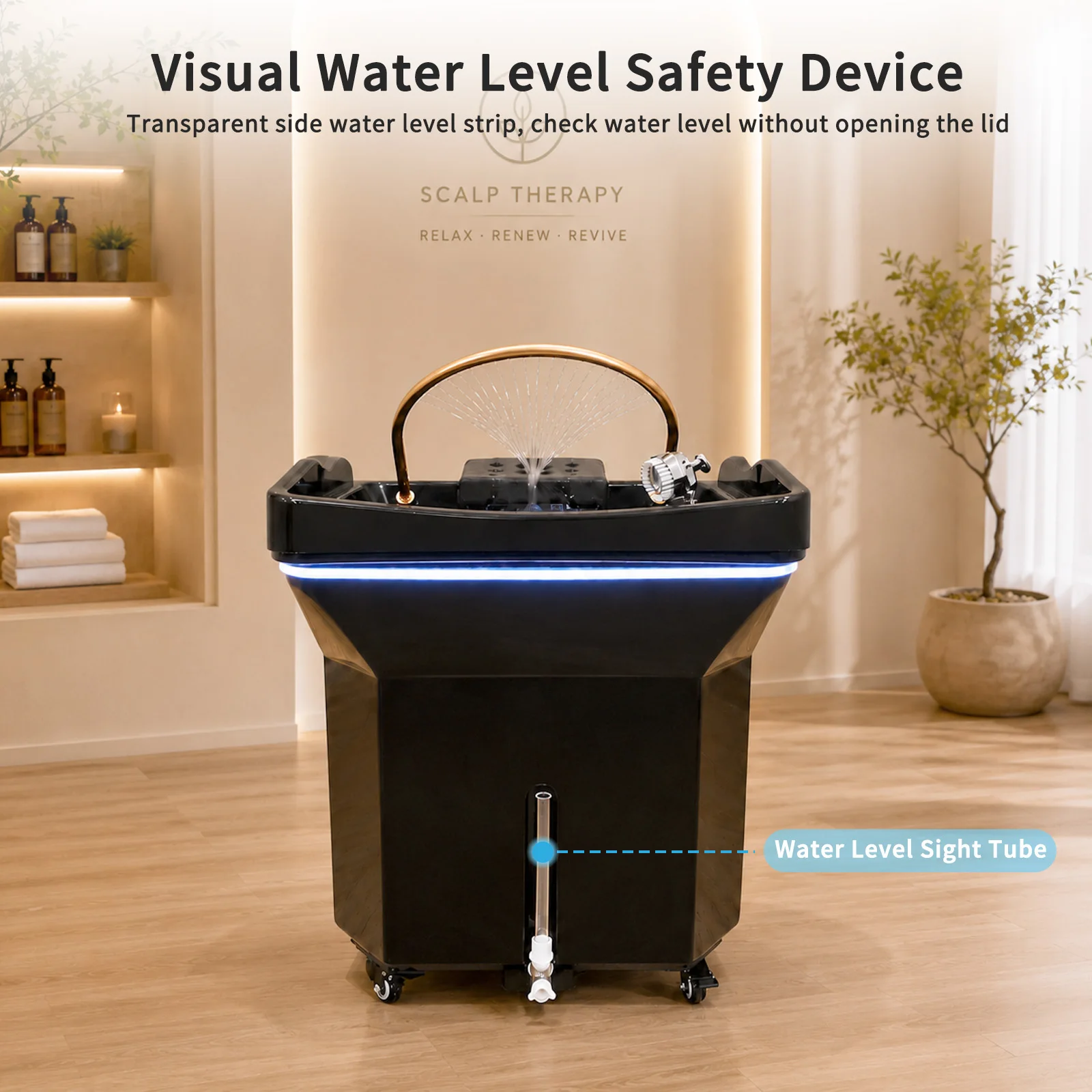 Head SPA Shampoo Basin with 60L Water Storage Tank, Water Heating, No Need to Connect Water Pipe, Water Cycle Hydrotherapy - view 3