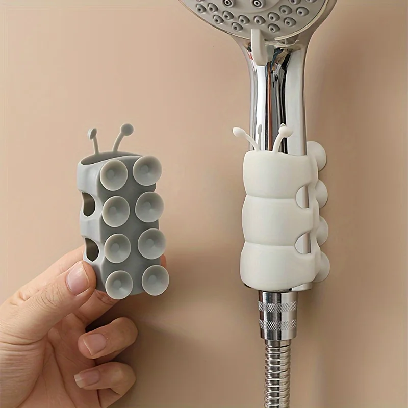 1pc Movable Shower Head Holder with Suction Cup Adjustable Reusable Silicone Punch-free Shower Holder Bathroom Hooks Accessories