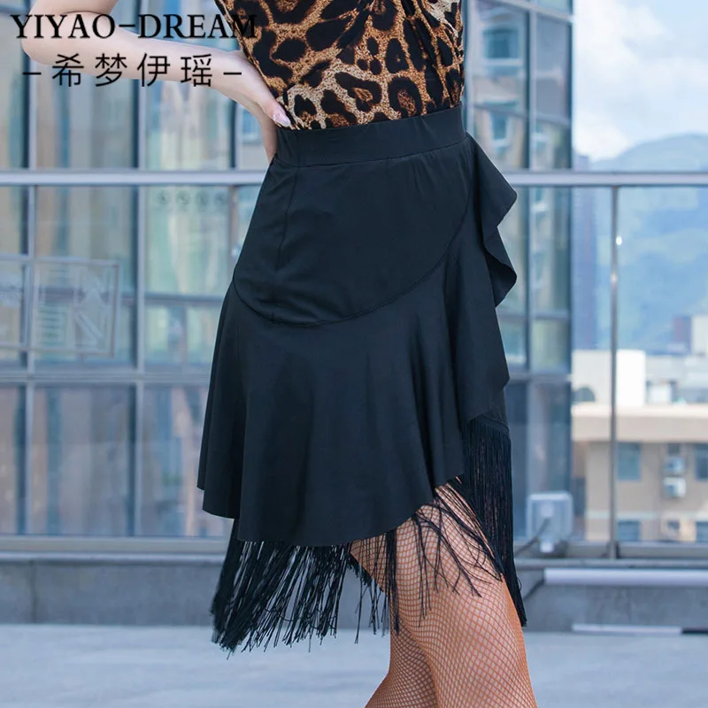 Falda con borlas Vestido de baile latino Vestido de jazz, falda de vestido de competición para adultos