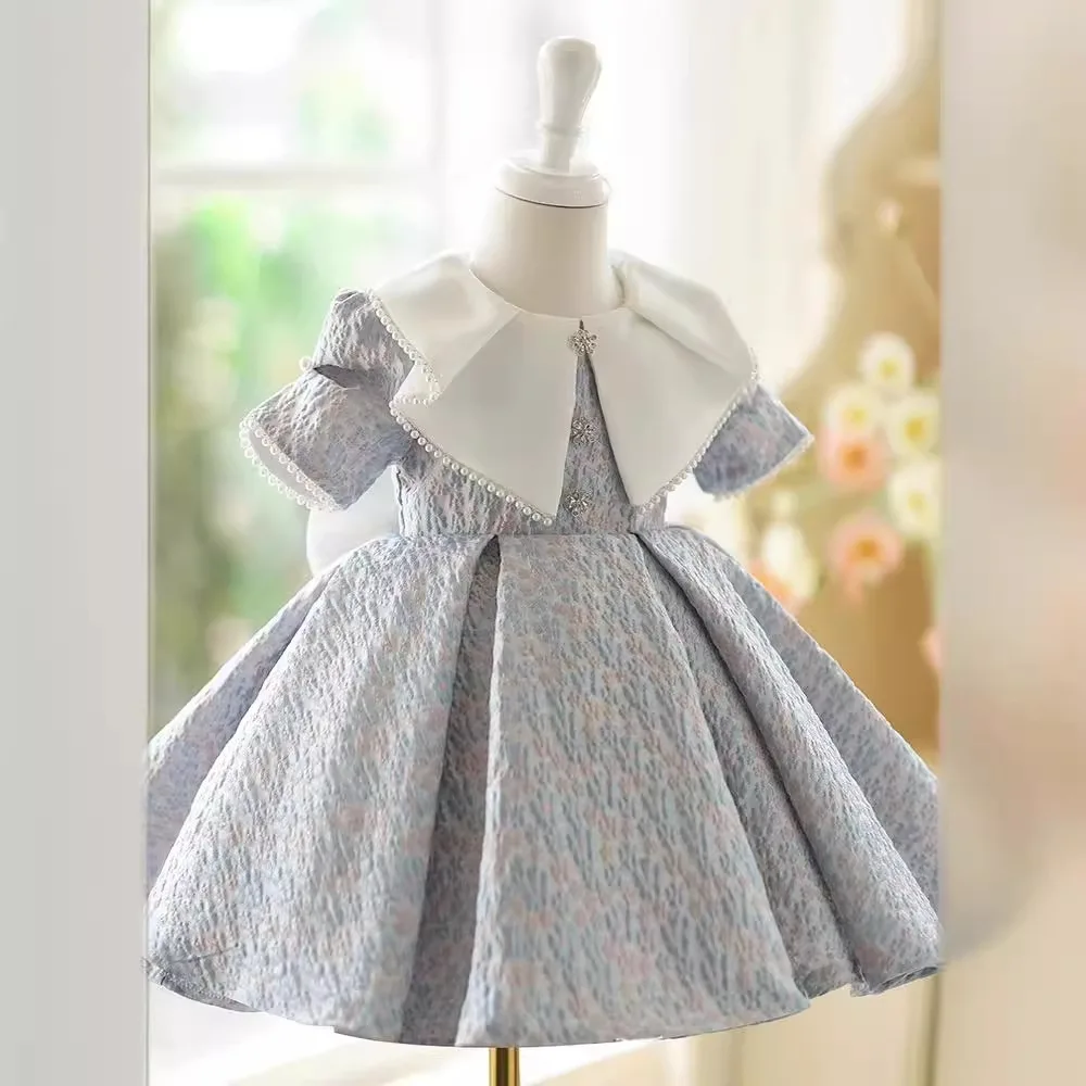 Big bow Baby Spanish Lolita Princess Ball Gown Beading Design Birthday Party Christening Clothes Easter Eid Dresses For Girls