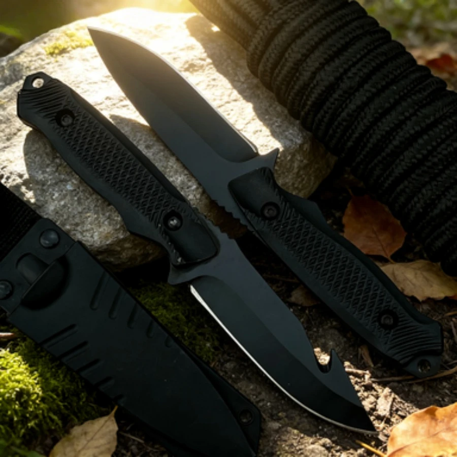 Camping Cooking Knife With Sheath - Cuchillo Recto Multifuncional para Escalada al