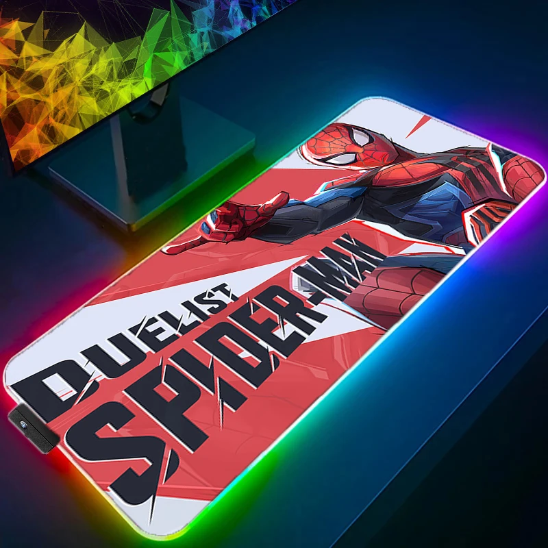 RGB LED Spider-Man Anime Mouse Pad Gamer Keyboard Pad Desk Mouse Mat Carpet Rubber Tapis Souris Gaming Notbook PC Mousepad