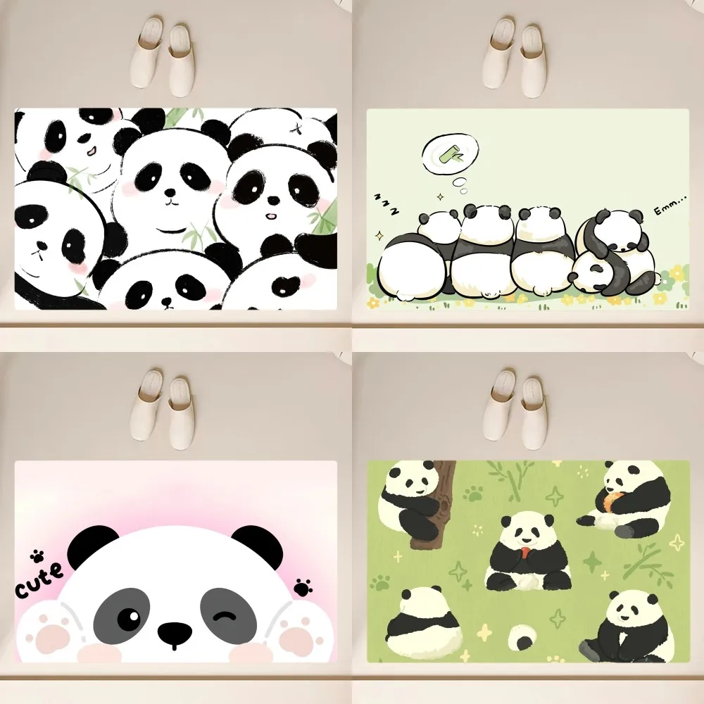 Cute Cartoon Panda Floor Mat  Anti-Slip Bathroom Kitchen Bedroom Living Room Entrance Rug Home Decor