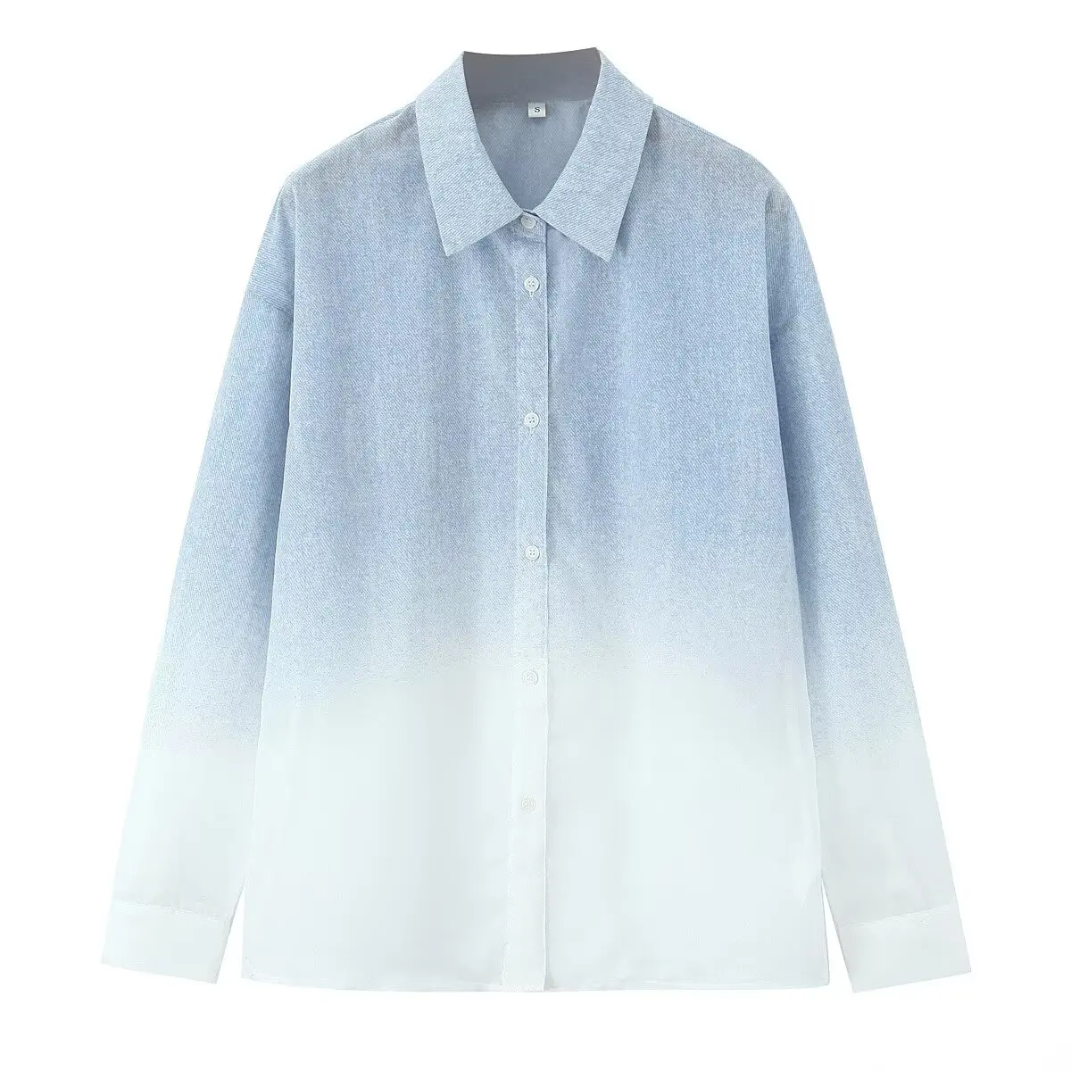 Faionable Adient Color Splicing Chiffon irt JNLEAOG Damen Frühling New Sle Loose Fit Denim Look irt Polyesterfaser...