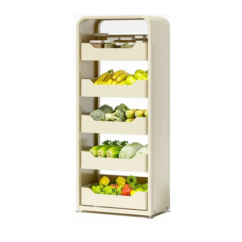 Pull-out vegetable rack Four-layer shelf Integrated multi-functional sundries storage rack