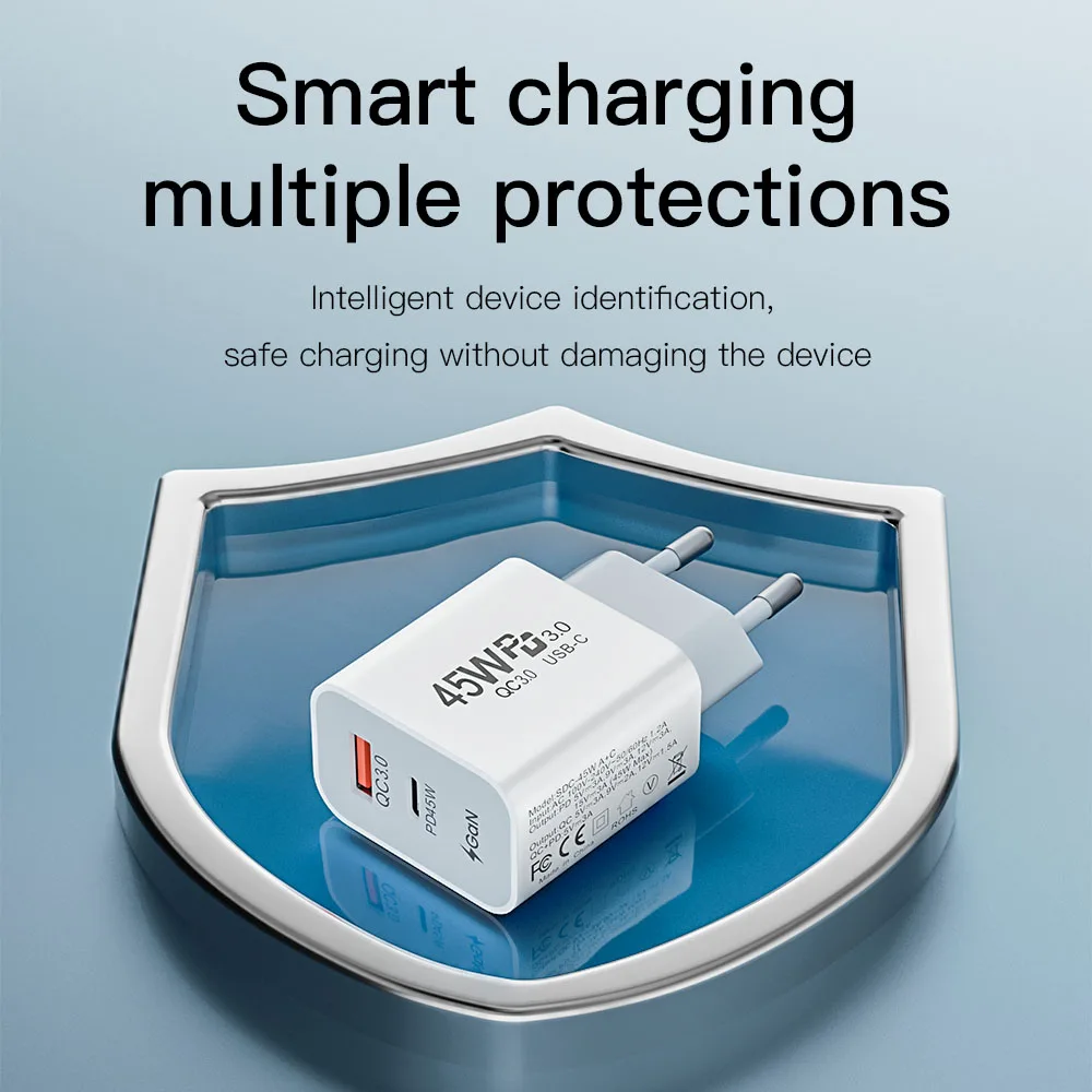 KEYSION 45W GaN USB Type C Wall Charger QC 3.0 Fast Charging PD3.0 Quick Phone Charger for iPhone 16 15 14 Samsung Xiaomi Huawei - náhled 5