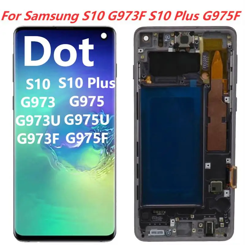 Original AMOLED With Dot G973F G975F Display Screen For Samsung Galaxy S10 6.1 inch S10 Plus 6.4 inch Touch Screen With Bezel