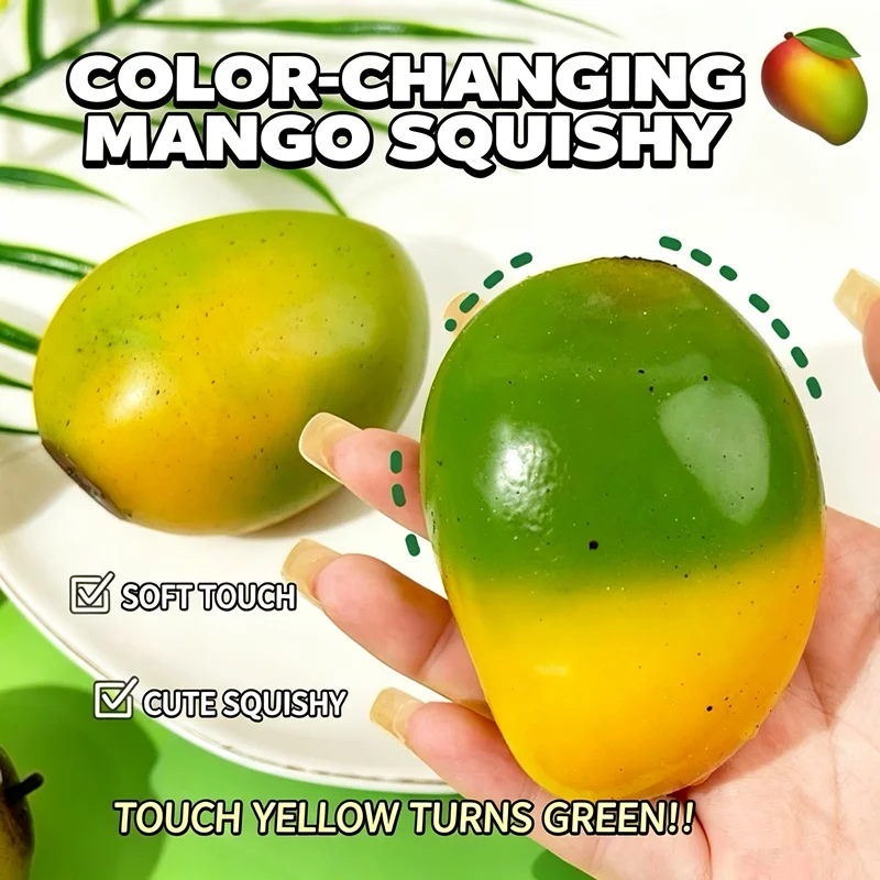 Color‑Changing Mango Squishy  Premium Slow‑Rebound Stress Relief Ball, High‑Tech Fidget Squeeze Toy for Stress & Anxiety Relief