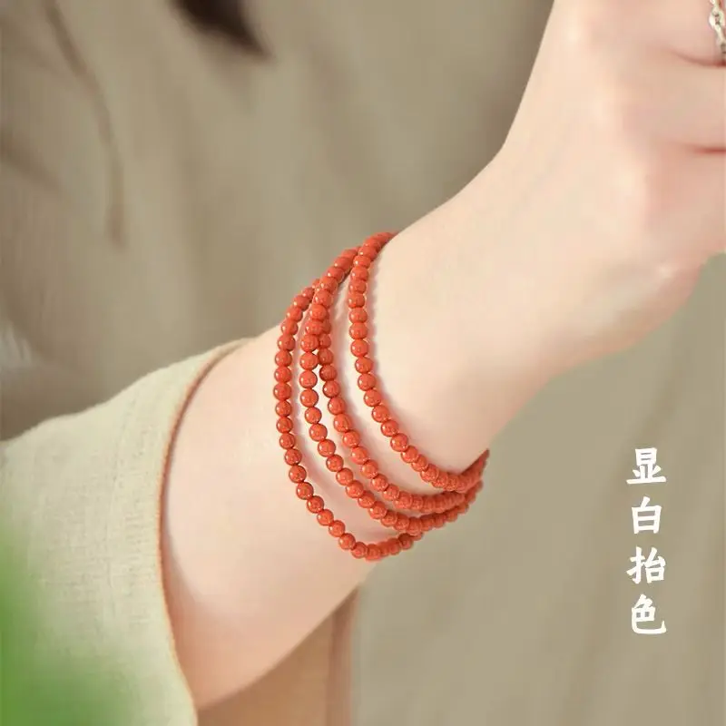 Nanhong Multi-Circle Bracelet Reddish Wasi Natural Full Flesh Good Luck Women's Persimmon Red Agate Bracelet