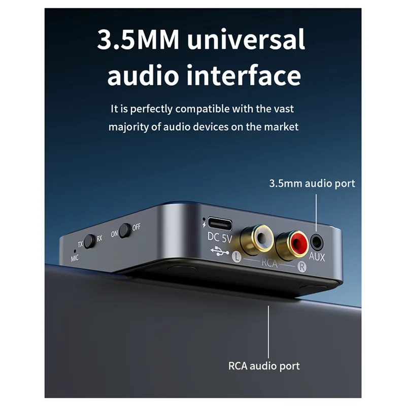Ricevitore trasmettitore audio B04C QCC 5.4 Adattatore Bluetooth 2 in 1 Ricevitore trasmettitore audio per aereo da 3,5 mm