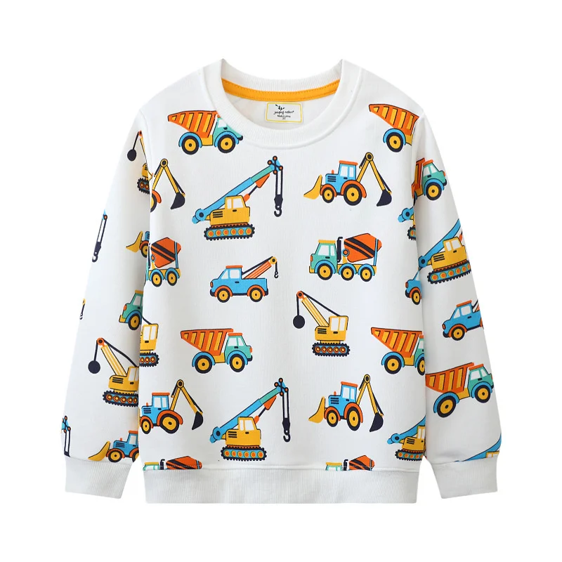 Metri di salto Design Felpe per ragazzi a righe Camion Car Ricamo Camicie con cappuccio Abbigliamento per bambini Top autunnali a maniche lunghe