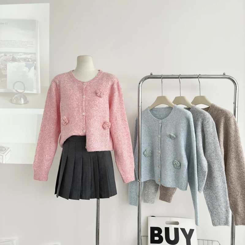 

Милый свитер в Корейском стиле, кардиган, новинка на осень и зиму, свободные вязаные топы с длинным рукавом, нишевой дизайн, свитер, пальто