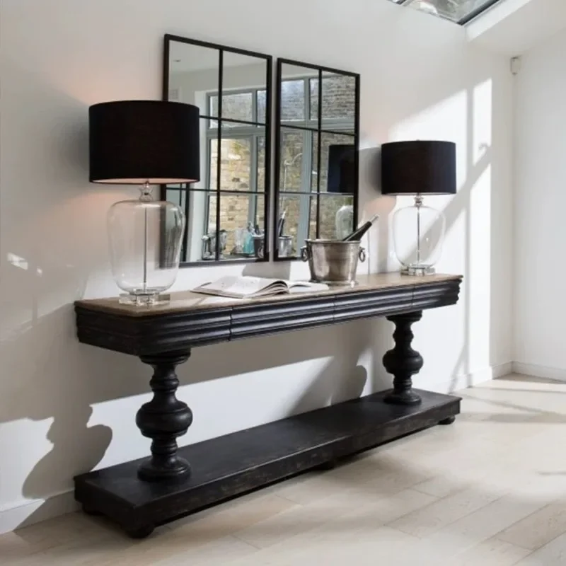 Entry porch table Entry table Solid wood Roman column foyer cabinet