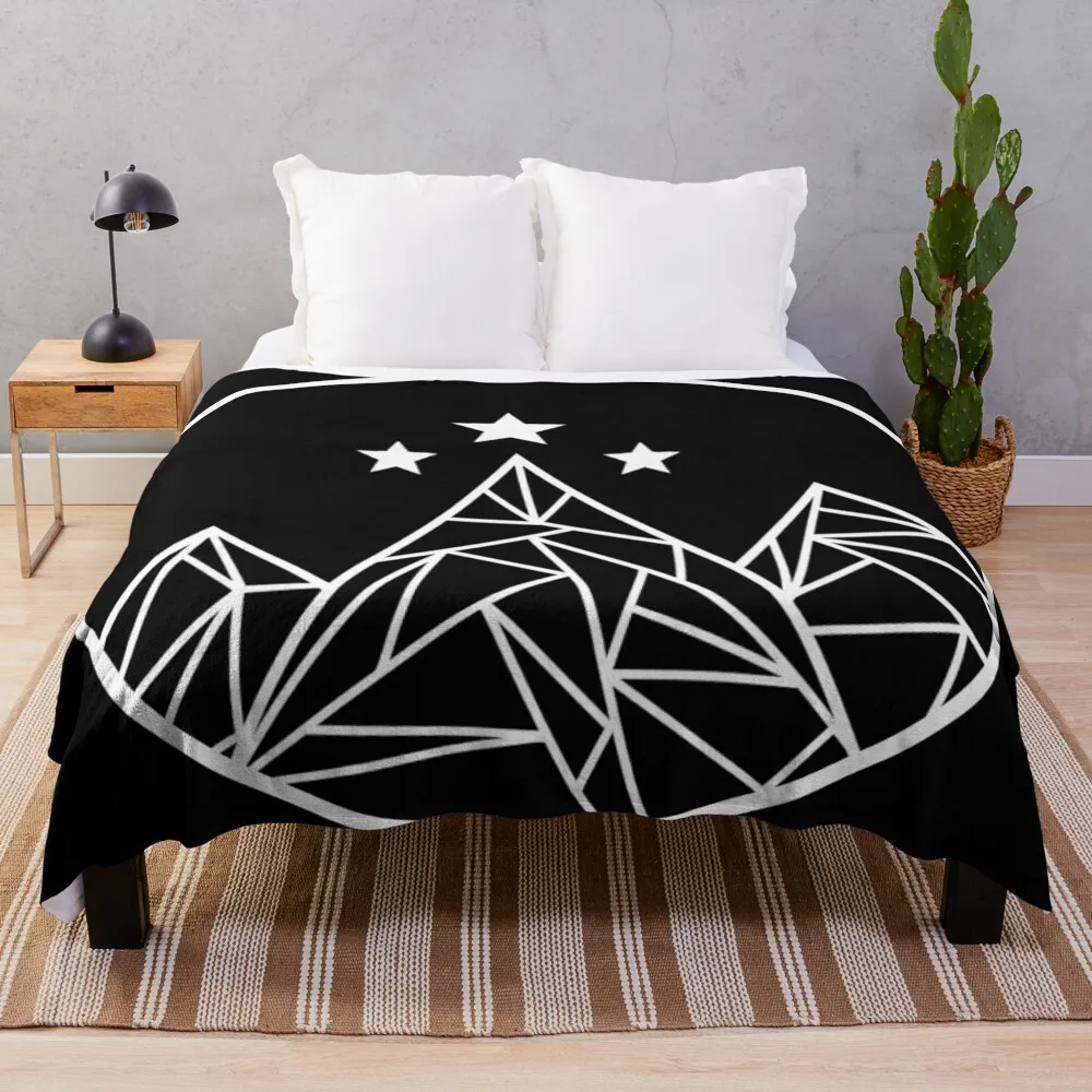 

Mountains and Stars - White Outline Throw Blanket Furrys warm winter Blankets