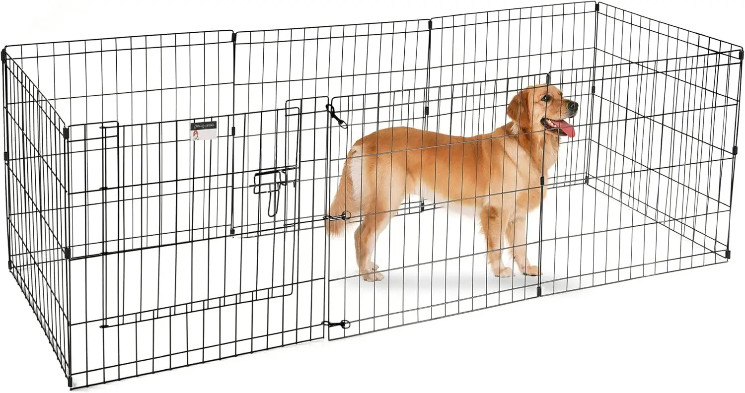 Foldable Metal Pet Playpen - 8 Panels Indoor/Outdoor Exercise Enclosure for Dogs Cats Small Animals