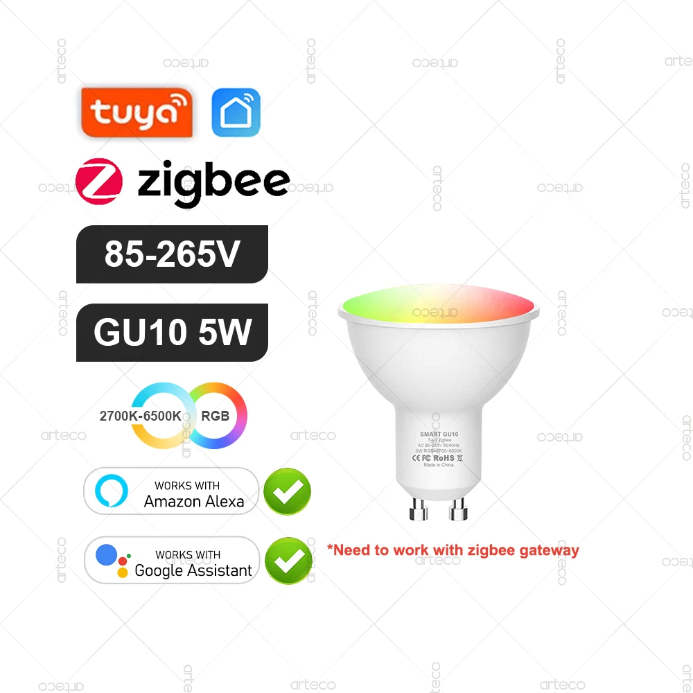 Tuya E27 GU10 E14 Lamp WiFi Zigbee Bluetooth, Dimbare Smart LED Lamp 2700-6500 K RGBCW, LED Gloeilamp Werk Met Alexa Google Thuis - afbeelding 1