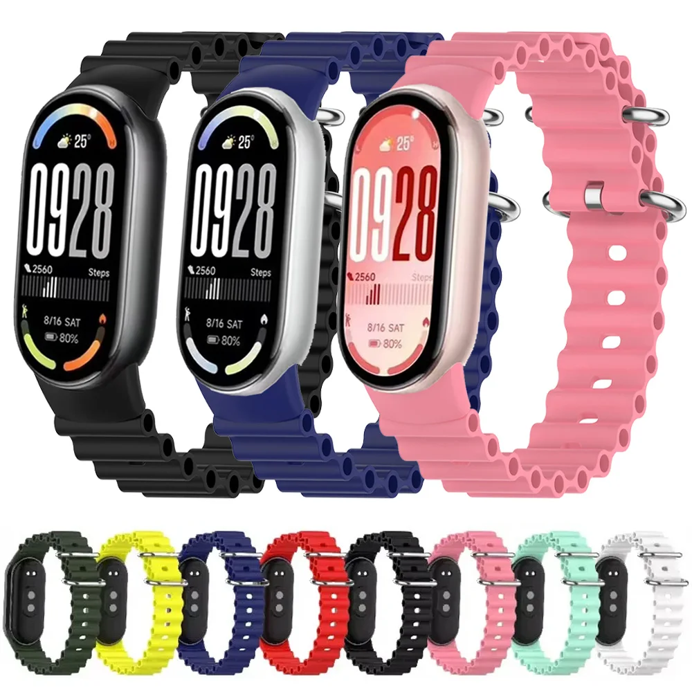 Ocean Silikonarmband für Xiaomi Mi Band 10 9 8 Smartwatch – Weiches Sportarmband für Xiaomi Mi Band 10 9 8 – Zubehör