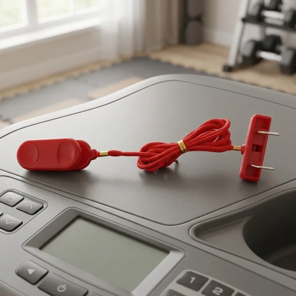 Treadmill Safety Key Rectangular Double Insert Red Stop Switch With Pull Cord And Clip For Running Machine Parts
