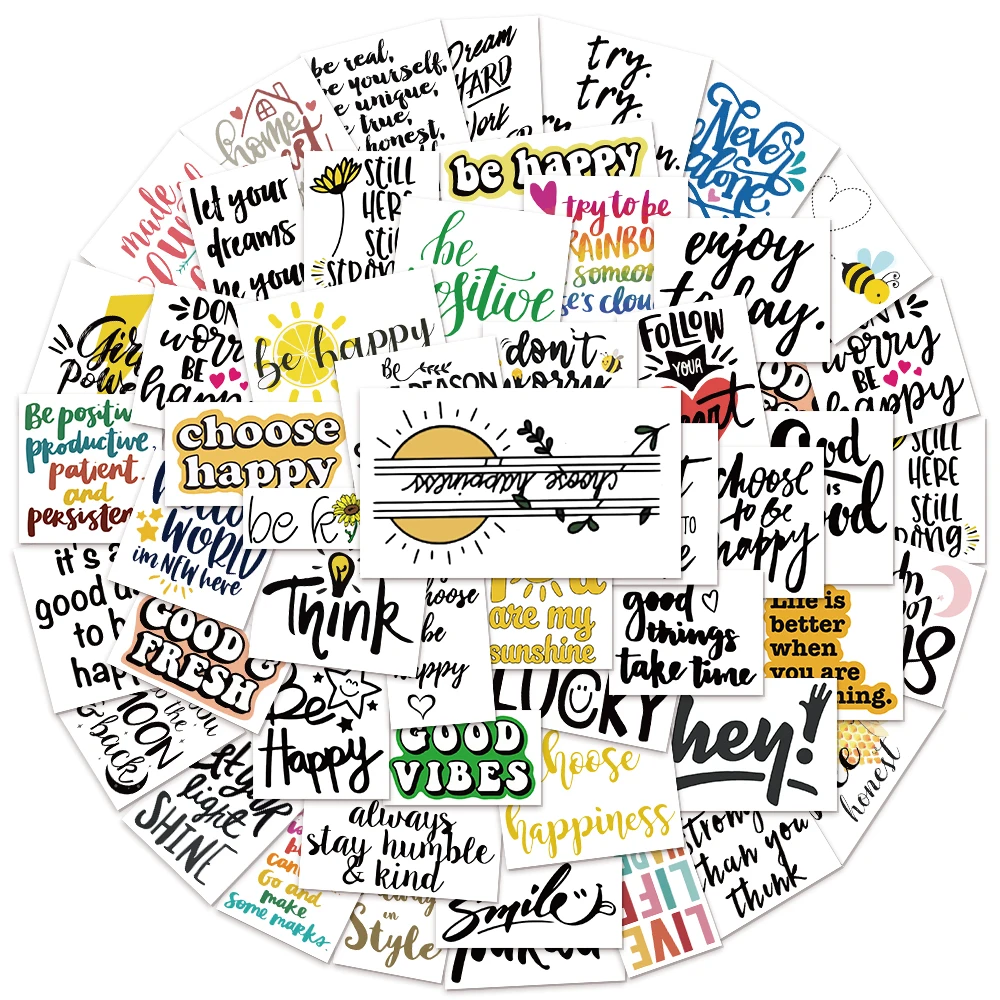 50PCS Creative English Label Slogans Graffiti Stickers DIY Luggage Skateboarding Motorcycle Waterproof Stickers