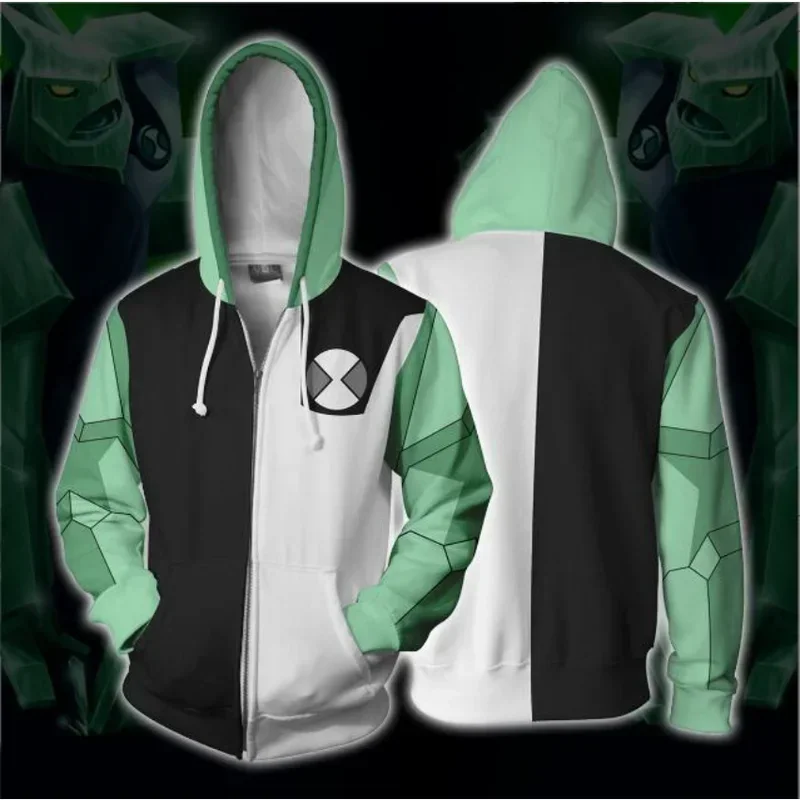 Bear House Anime Ben10 Alien Force 3D Print Zip Up Women/Men Hoodie Sweatshirt Ben Tennyson 10 Cosplay Zipper Hooded2025 PPT01..