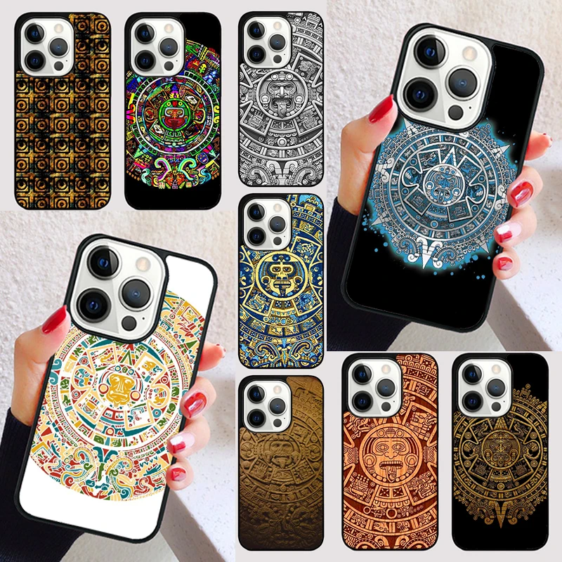 Mayan Calendar Wood Pattern cover For iPhone 15 16 13 12 11 14 Pro Max Mini Max SE 2020 7 8 6S Plus Phone Case