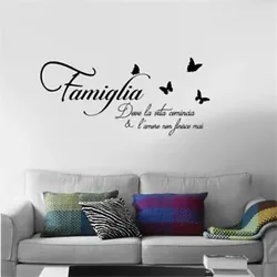 Italian Family Love Never End Quote Vinyl Wall Decal Lettering Art Words Wall Sticker Home Decor Wedding Decoration Living Room