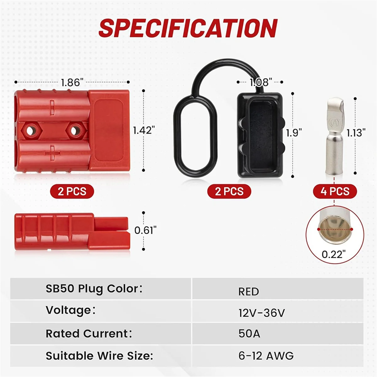 A83Z 2 قطعة بطارية موصل سريع 2-4 AWG كابل قافز التوصيل لهب أندرسون نوع التوصيل الطاقة بسرعة توصيل 50A #2