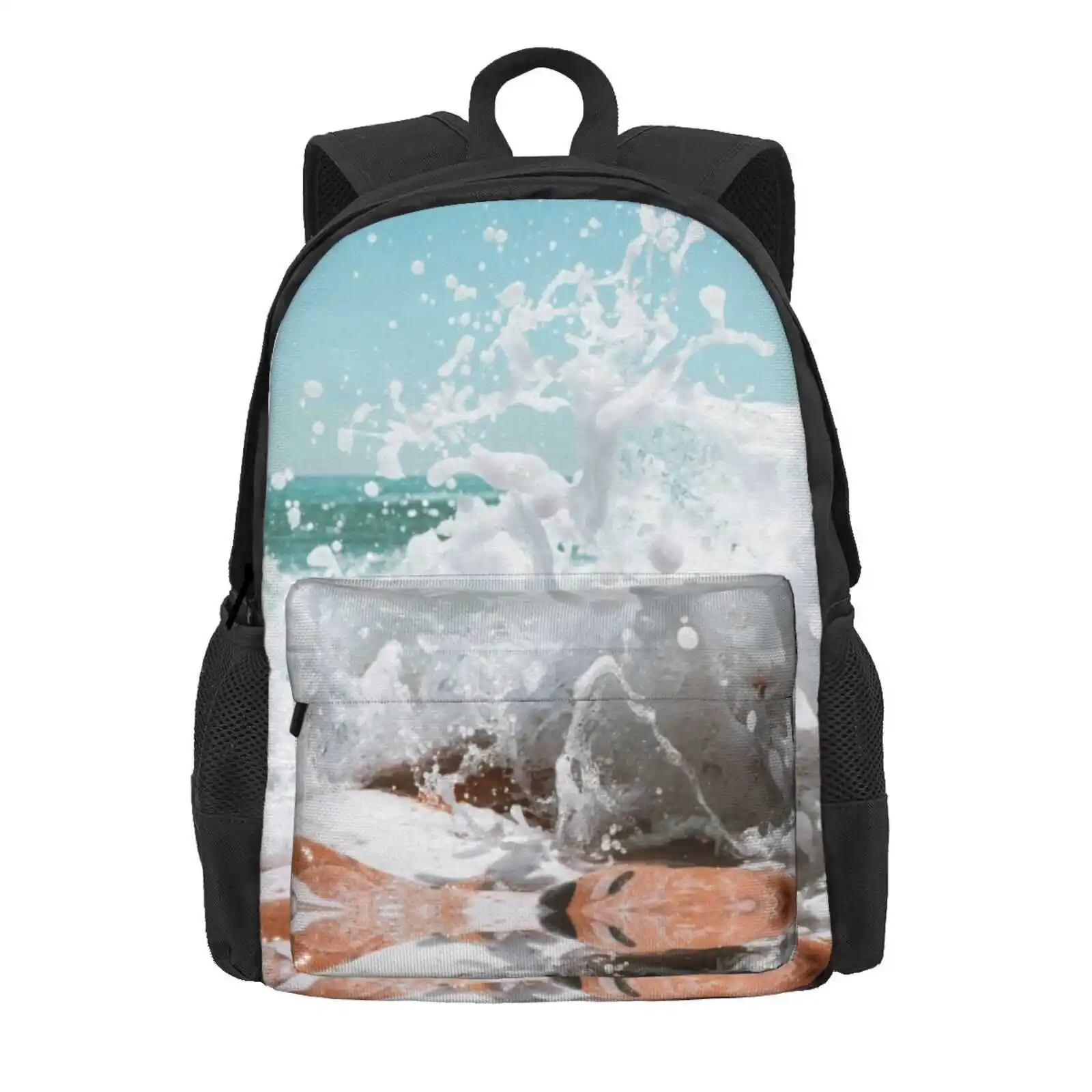 Beach Lover Hot Sale Schoolbag Backpack Fashion Bags Sand Wave Water Coastline Seashore Seascape Sea Foam Ocean Foam Beach Foam