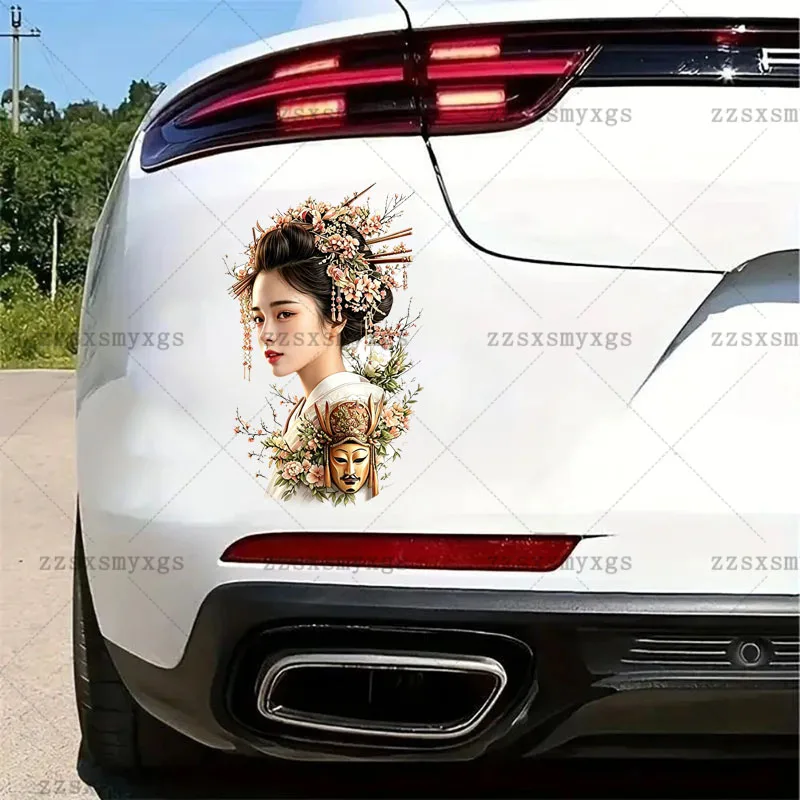 Japanese style samurai female theme Car Stickers Fit for car body Bumper Windshield Trunk Laptop Vinyl Decal Car Accessories