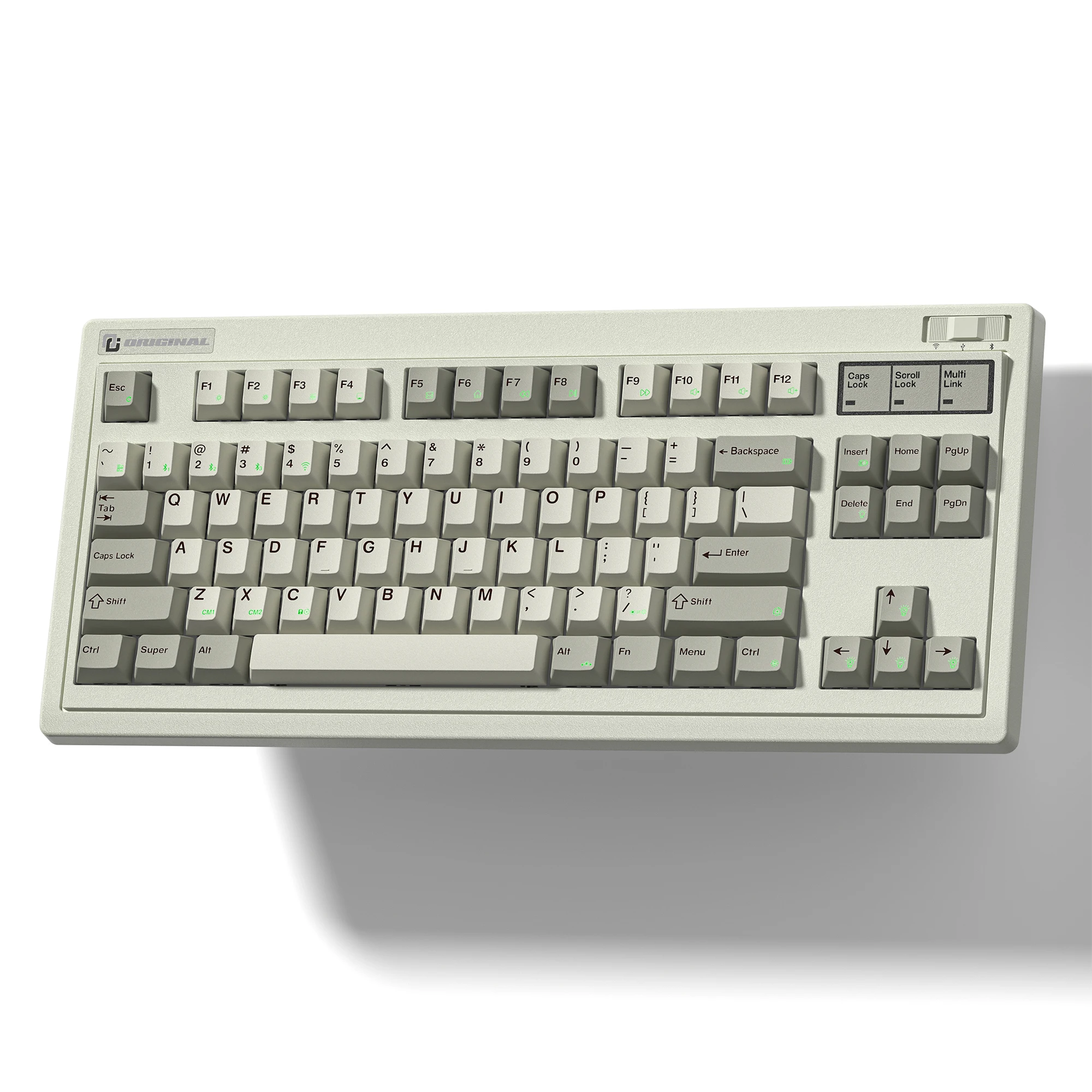 Fl-ESPORT Retro Grey OG87 Tri-Mode Hot Swap Mechanical Keyboard 87 Keys Gasket Mounted Wireless Gaming Keyboard for Win Mac