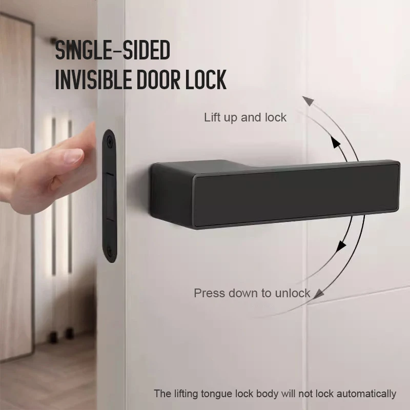 Zinc Alloy Bedroom Key Silent Magnetic Suction Mute for Household Room Wooden Split Matte Black Minimalist Door Lock Price