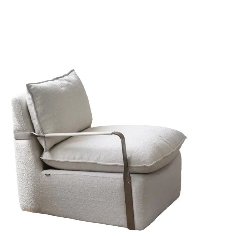 

Wabi Stillwind Cream Wind Leisure Metal Armrest Single Sofa Chair Designer Lazy Chair